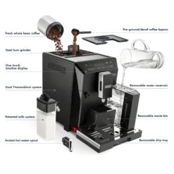 Refurbished DeLonghi Eletta Cappuccino In Black ECAM44660B -Kitchen Appliances Shop Coffee3DDetailsElettaECAM44660b