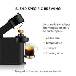 Nespresso Vertuo Next Premium Espresso Machine By DeLonghi - Black Rose Gold -Kitchen Appliances Shop ENV120BBlendSpecificBrewing