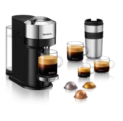 Nespresso Vertuo Next Deluxe Espresso Machine By DeLonghi - Chrome 12 Nespresso Vertuo Next Deluxe Espresso Machine By DeLonghi - Chrome -Kitchen Appliances Shop ENV120C Vertuo Next D Pure Chrome Delonghi 3Quarter Travel Mug