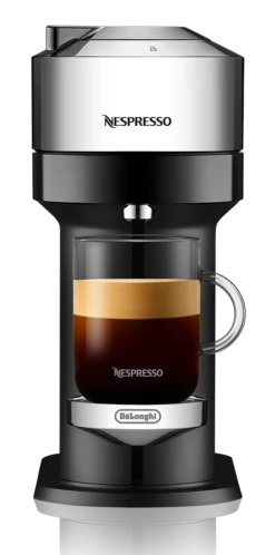 Nespresso Vertuo Next Deluxe Espresso Machine By DeLonghi With Aeroccino - Chrome -Kitchen Appliances Shop ENV120C Vertuo Next D Pure Chrome Delonghi Front Coffee 3ff58186 0c57 431c 9d51 eafdd7c75b59