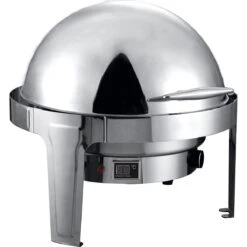 Roll Top Chafer Electric Heating Round Stainless Steel Mirror Polish 6 Litres | Adexa RA2101BE