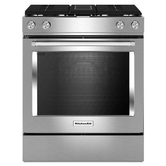 Stainless Steel KitchenAid® 30-Inch 4-Burner Dual Fuel Downdraft Slide-In Range 3 Stainless Steel KitchenAid® 30-Inch 4-Burner Dual Fuel Downdraft Slide-In Range