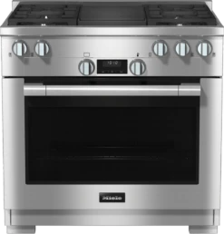 MIELE HR 1135-3 G AG GR - 36 Inch Range All Gas With DirectSelect, Twin Convection Fans And M Pro Dual Stacked Burners