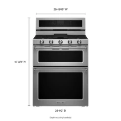 KitchenAid 30-Inch 5 Burner Dual Fuel Double Oven Convection Range -Kitchen Appliances Shop frxuyqwpduzc
