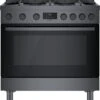 Bosch 800 Series Dual Fuel Freestanding Range 36" Black Stainless Steel