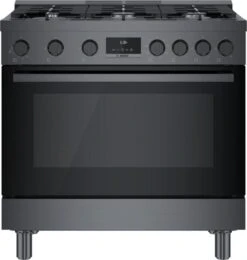 Bosch 800 Series Dual Fuel Freestanding Range 36" Black Stainless Steel