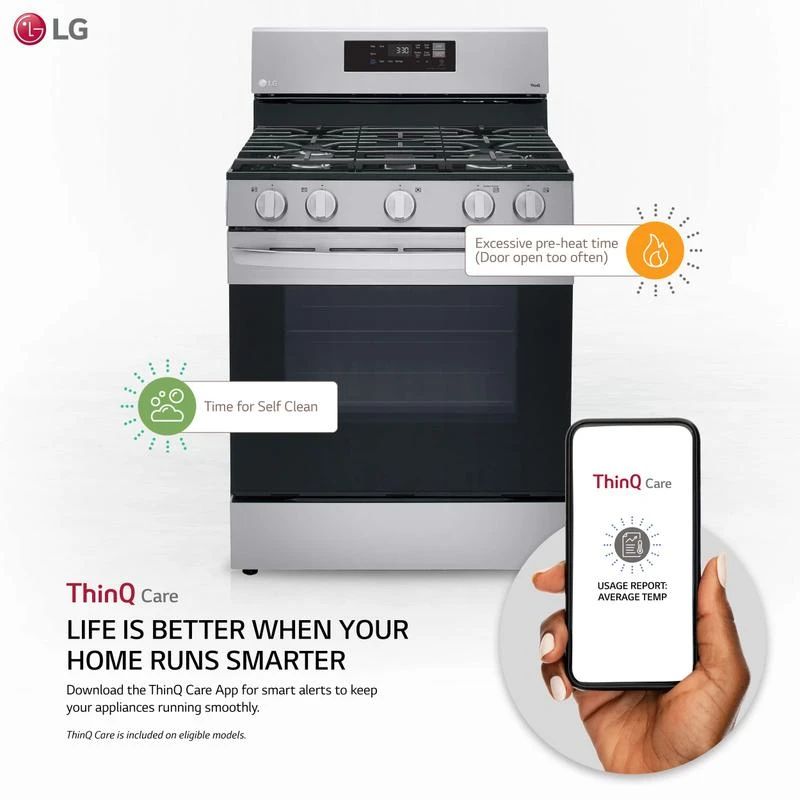LG 5.8 Cu Ft. Smart Wi-Fi Enabled Gas Range With EasyClean® 4 LG 5.8 Cu Ft. Smart Wi-Fi Enabled Gas Range With EasyClean® - Image 2