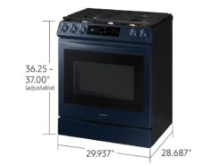 Samsung Bespoke Smart Slide-in Gas Range 6.0 Cu. Ft. With Smart Dial, Air Fry & Wi-Fi In Navy Steel -Kitchen Appliances Shop rdayseelsmxw