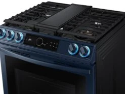 Samsung Bespoke Smart Slide-in Gas Range 6.0 Cu. Ft. With Smart Dial, Air Fry & Wi-Fi In Navy Steel -Kitchen Appliances Shop rdcuvexhamfa