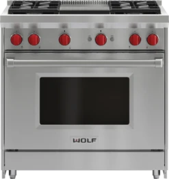Wolf 36" Gas Range - 4 Burners And Infrared Griddle