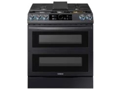 Samsung 6.3 Cu. Ft. Flex Duo™ Front Control Slide-in Dual Fuel Range With Smart Dial, Air Fry, And Wi-Fi In Black Stainless Steel