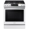 Samsung Bespoke 6.0 Cu. Ft. Smart Front Control Slide-In Gas Range With Air Fry & Wi-Fi In White Glass 1 Samsung Bespoke 6.0 Cu. Ft. Smart Front Control Slide-In Gas Range With Air Fry & Wi-Fi In White Glass -Kitchen Appliances Shop rdjhwnffwjgc