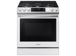 Samsung Bespoke 6.0 Cu. Ft. Smart Front Control Slide-In Gas Range With Air Fry & Wi-Fi In White Glass
