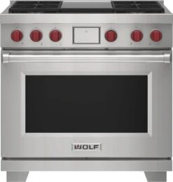 Wolf 36" Dual Fuel Range - 4 Burners And Infrared Griddle